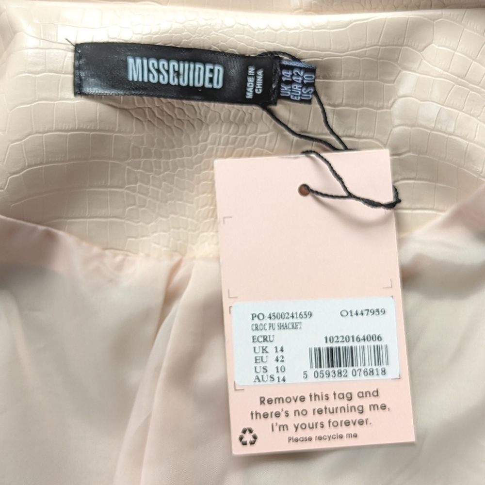 Missguided Cream Leather Jacket - Picture 15 of 15